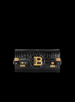 Women Balmain B-Buzz 23 Clutch In Crocodile-print Leather