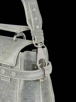 Women Balmain B-Buzz 23 Faded  denim Bag