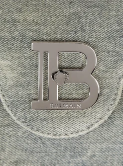 Women Balmain B-Buzz 23 Faded  denim Bag