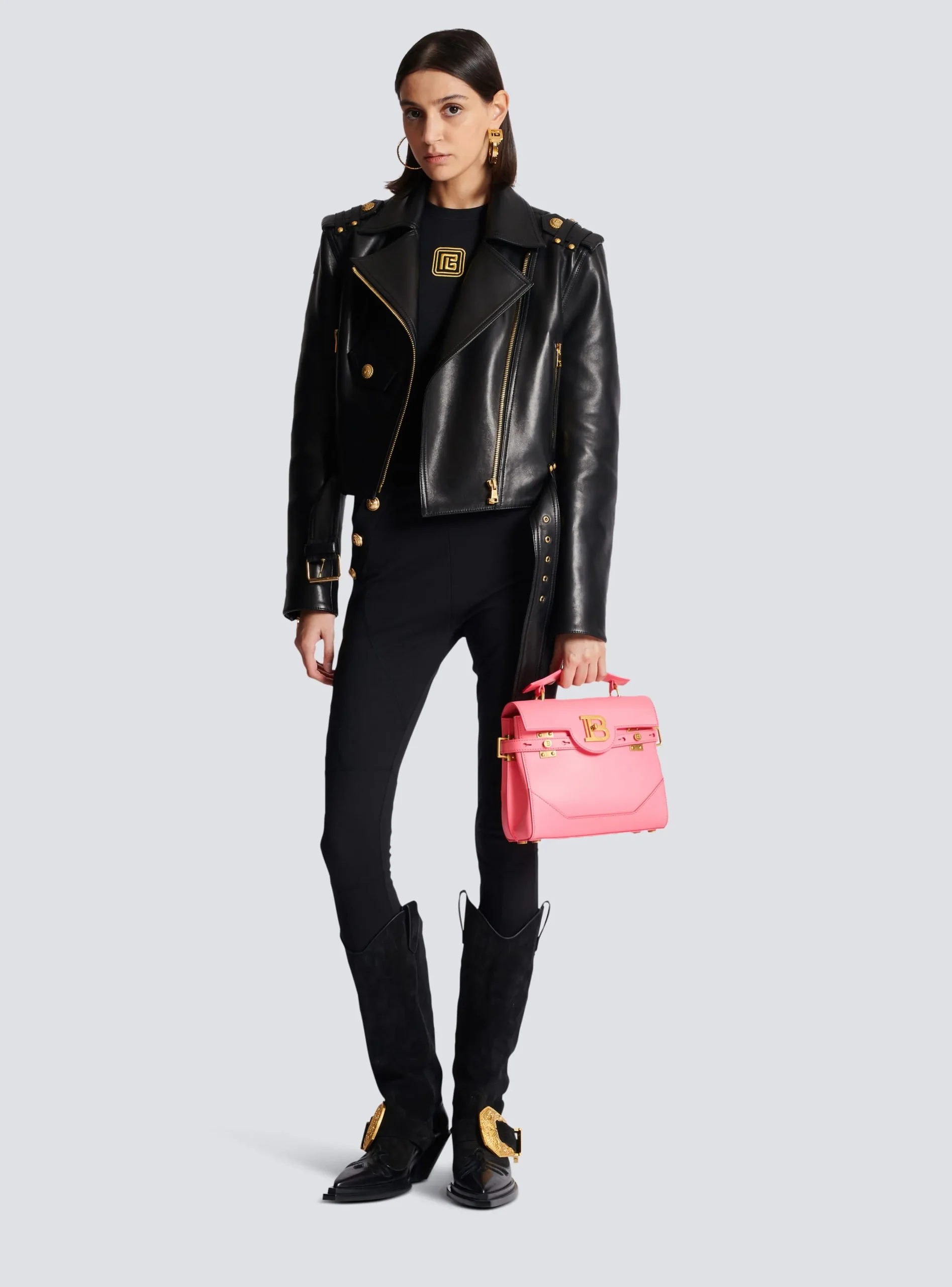 Women Balmain B-Buzz 23 Grained Leather Bag