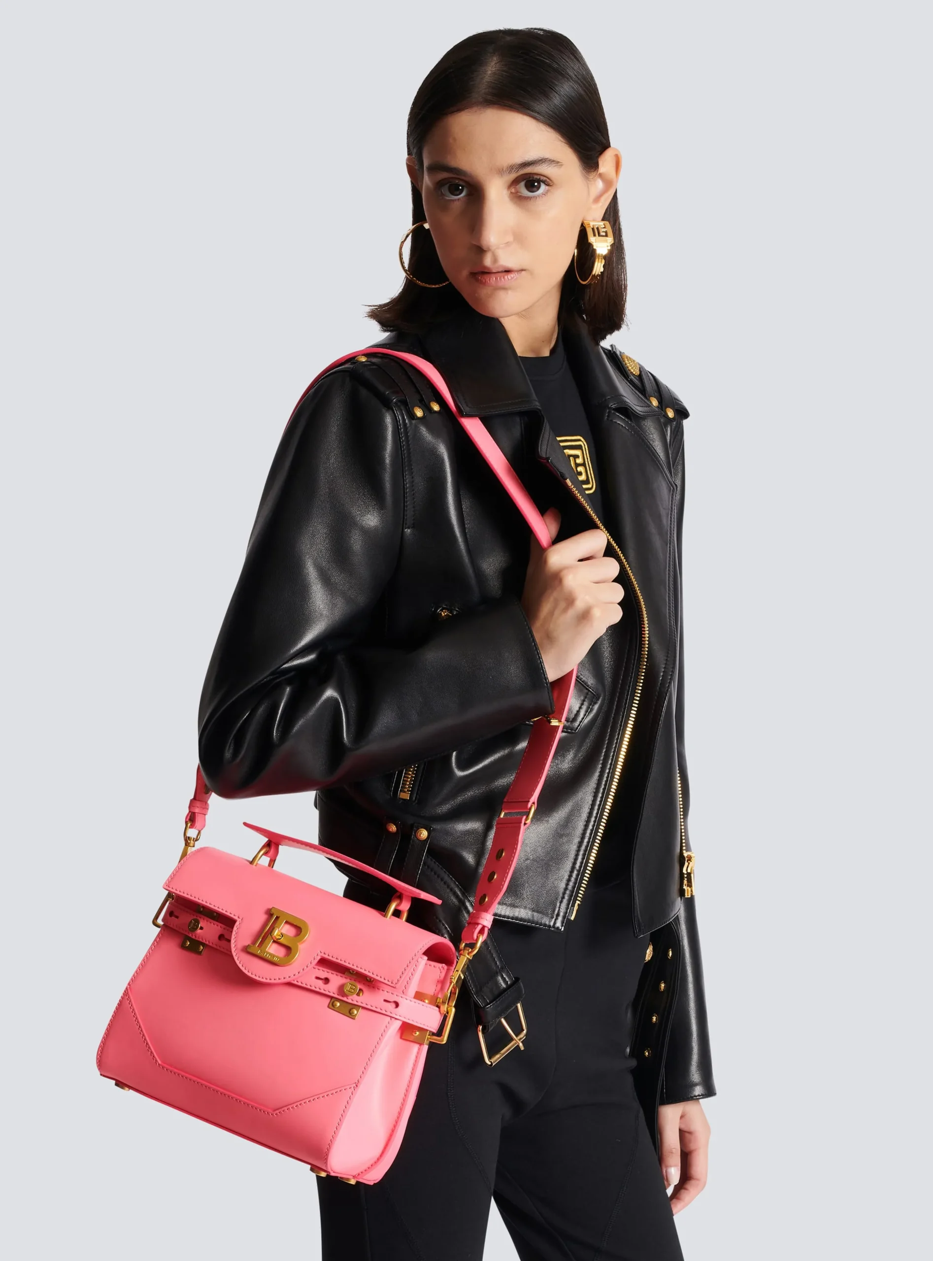 Women Balmain B-Buzz 23 Grained Leather Bag