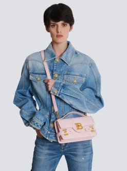 Balmain B-Buzz 24 Grained Monogram Leather Shoulder Bag