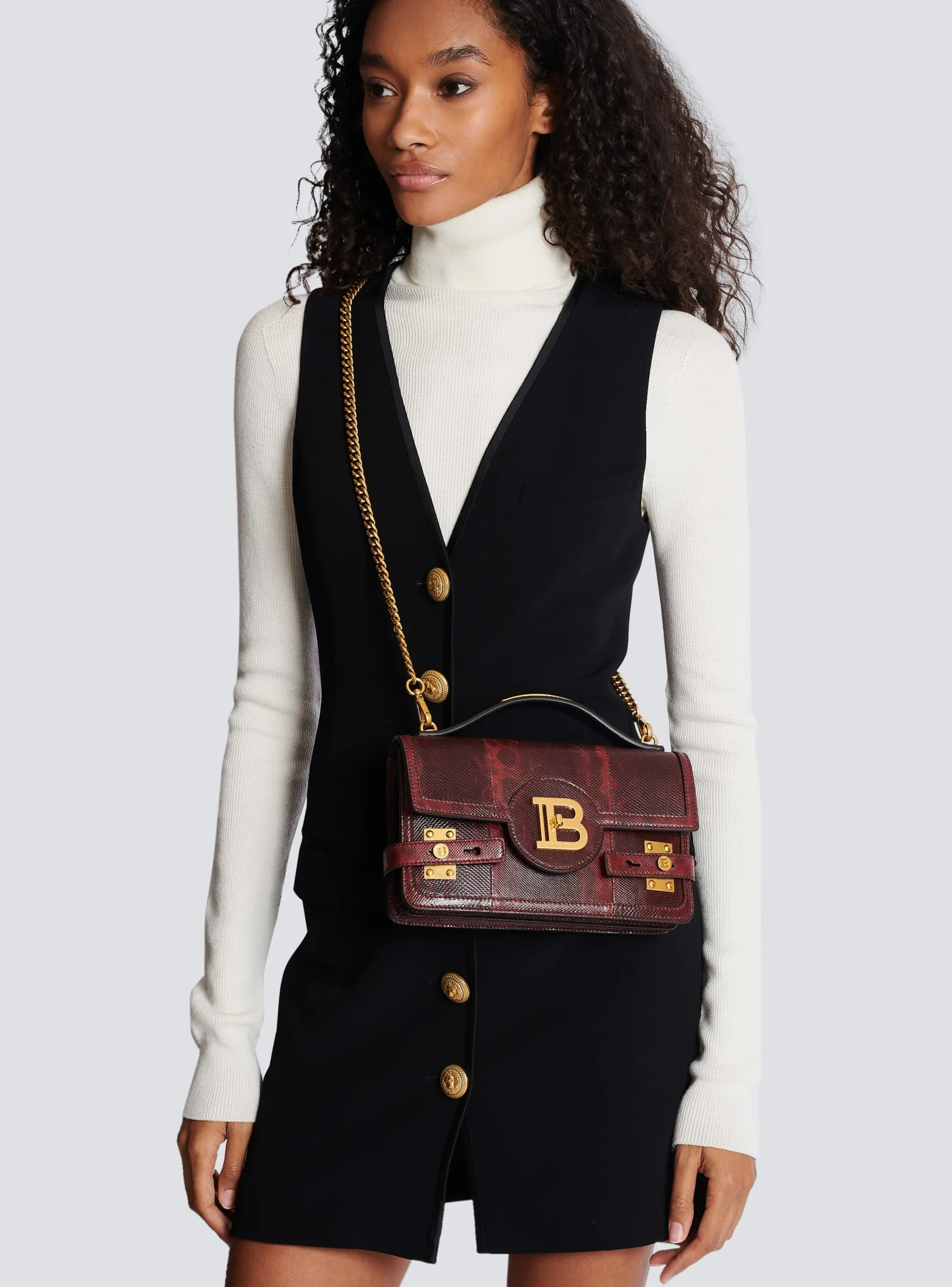 Women Balmain B-Buzz 24 Karung Leather Bag