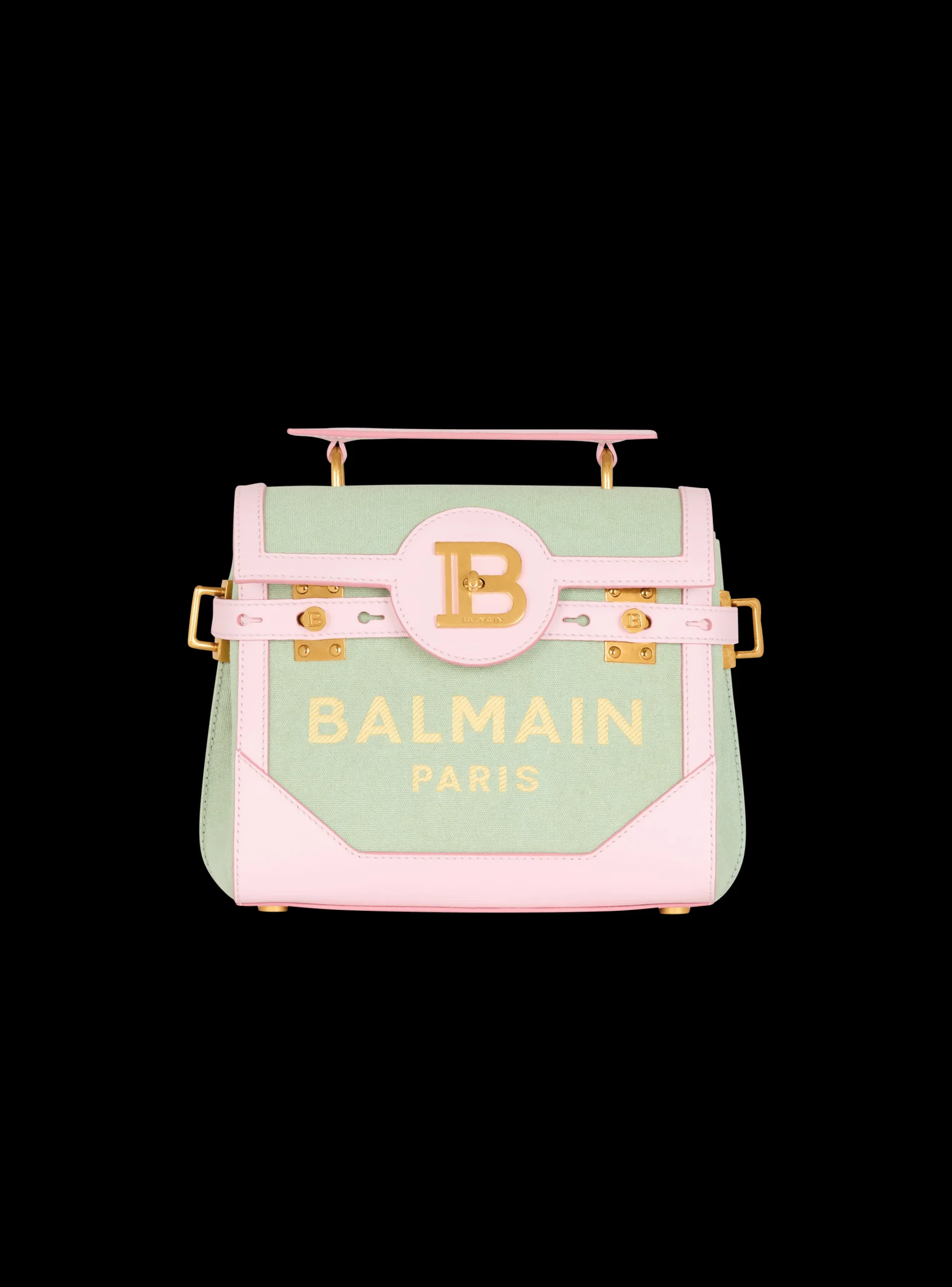 Women Balmain B-Buzz 23 Leather And Canvas Bag