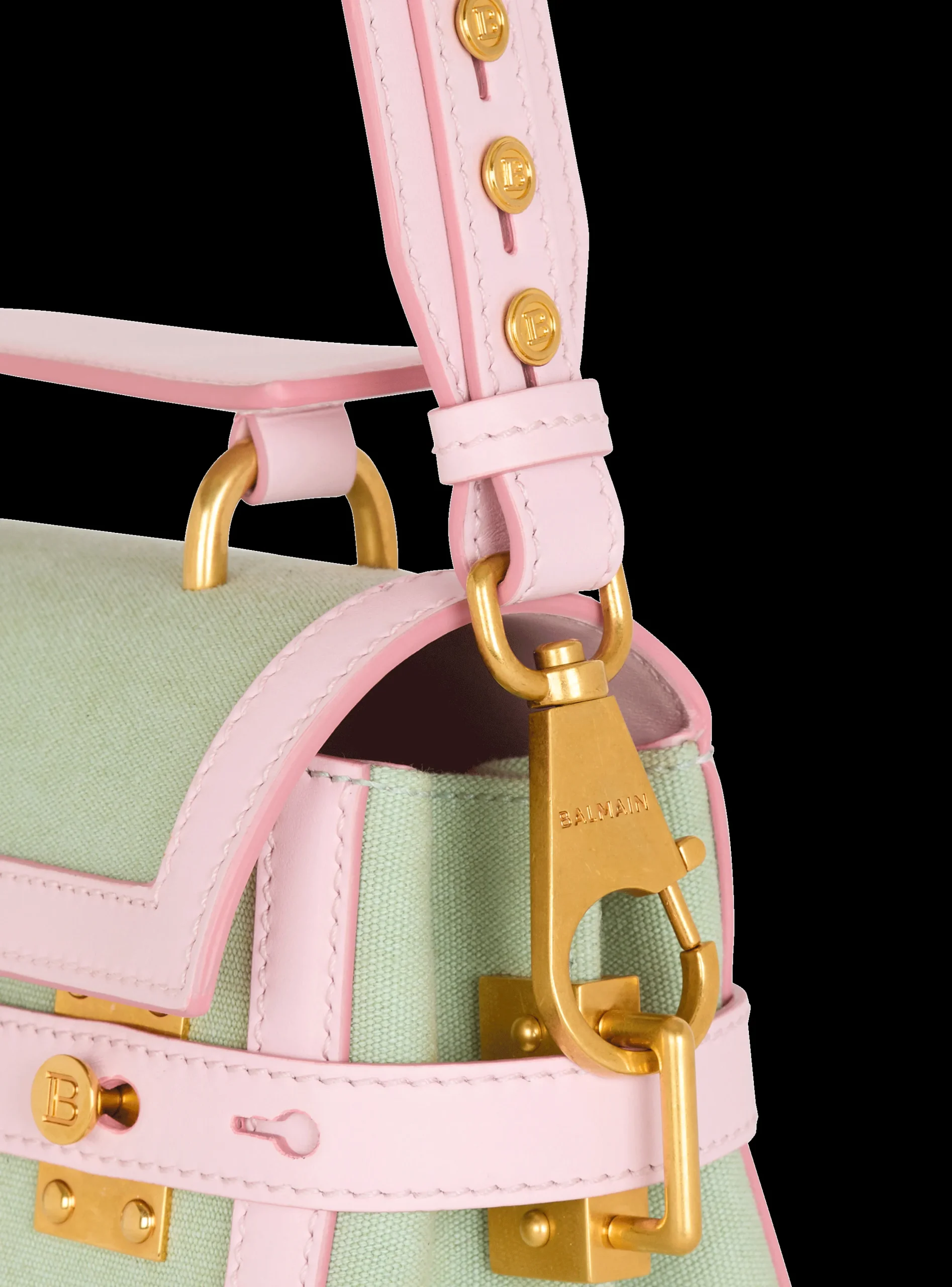 Women Balmain B-Buzz 23 Leather And Canvas Bag