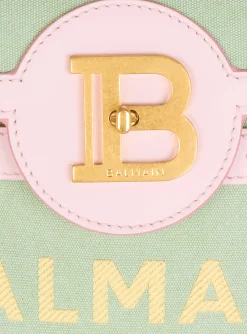 Women Balmain B-Buzz 23 Leather And Canvas Bag