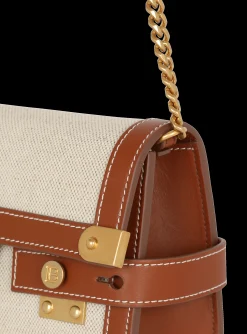 Women Balmain B-Buzz 23 Leather And Canvas Clutch Bag