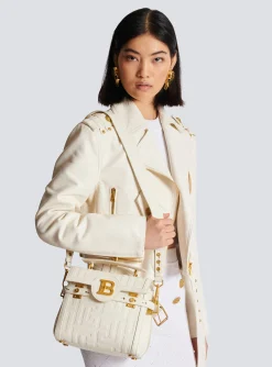 Women Balmain B-Buzz 23 Monogram Grained Leather Bag