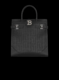 Balmain B-Buzz 36 Monogrammed Canvas And Leather Tote Bag&nbsp;