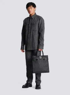 Balmain B-Buzz 36 Monogrammed Canvas And Leather Tote Bag&nbsp;
