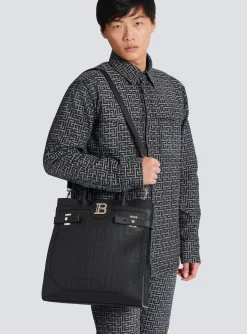 Balmain B-Buzz 36 Monogrammed Canvas And Leather Tote Bag&nbsp;