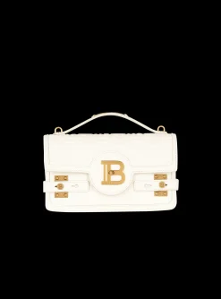 Women Balmain B-Buzz 24 Monogrammed Grained Leather Bag