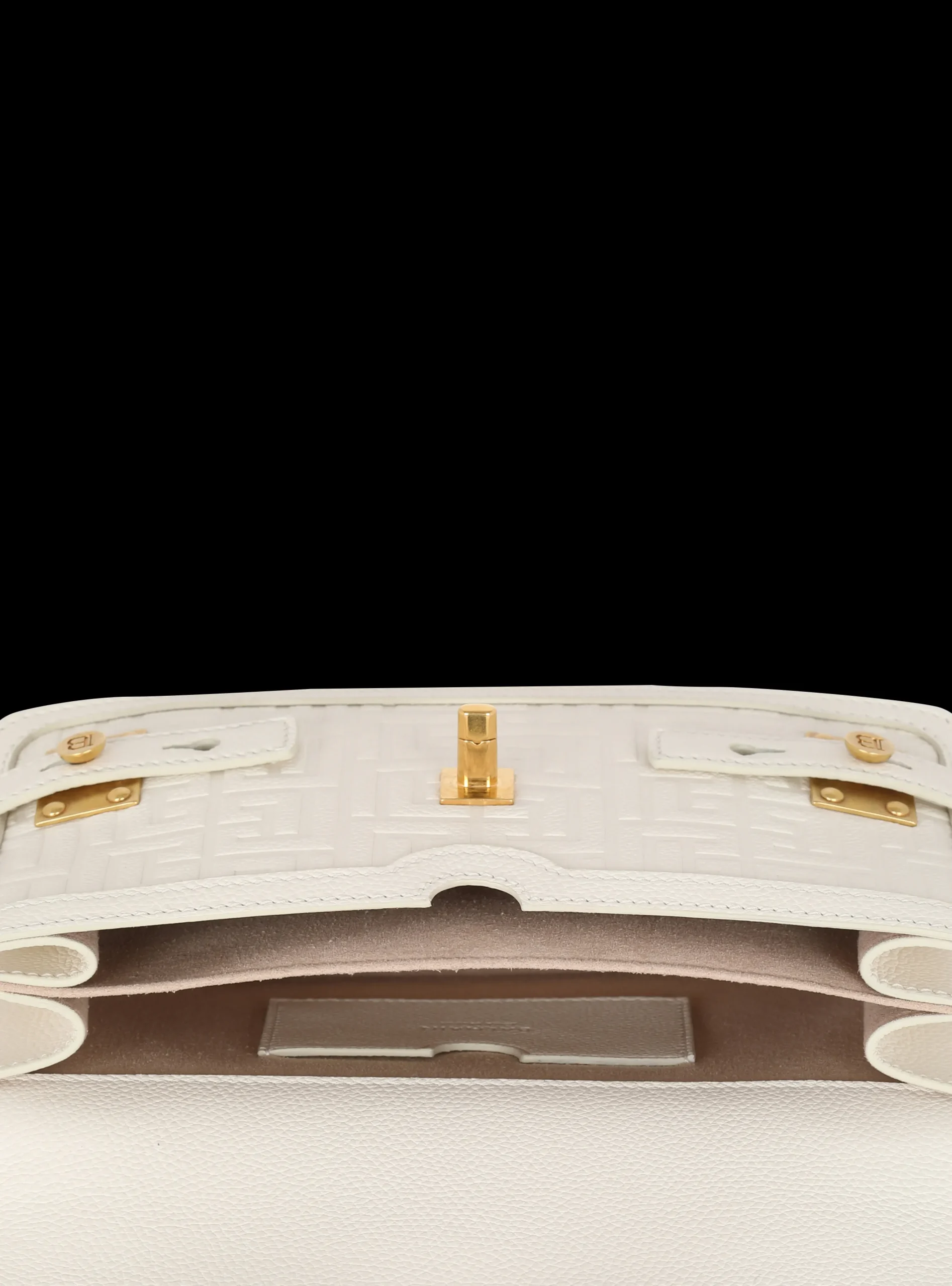 Women Balmain B-Buzz 24 Monogrammed Grained Leather Bag