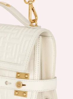 Women Balmain B-Buzz 24 Monogrammed Grained Leather Bag