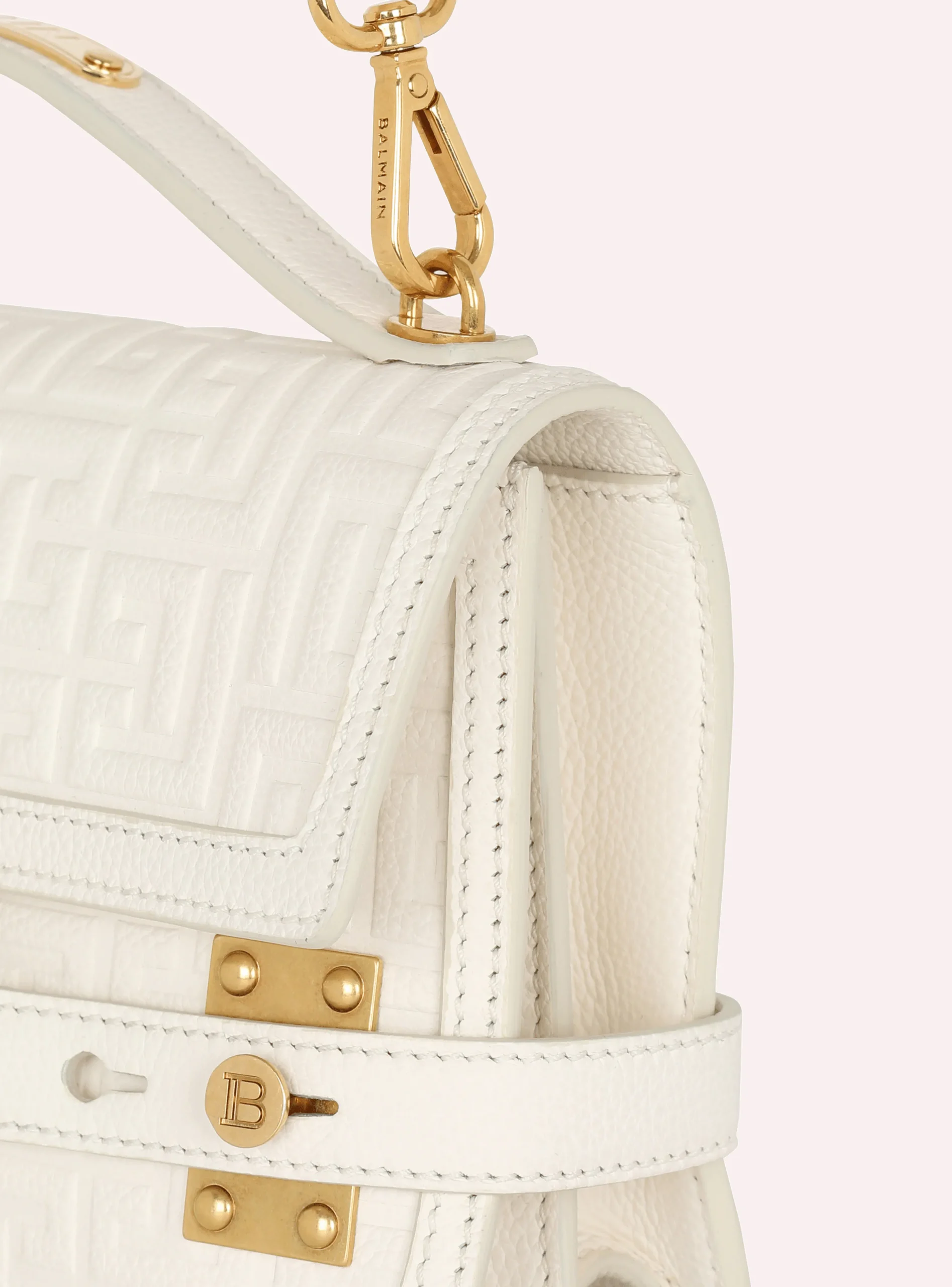 Women Balmain B-Buzz 24 Monogrammed Grained Leather Bag
