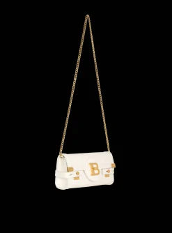 Women Balmain B-Buzz 23 Monogrammed Grained Leather Clutch