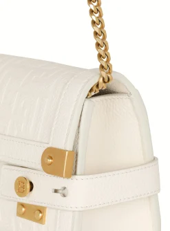 Women Balmain B-Buzz 23 Monogrammed Grained Leather Clutch