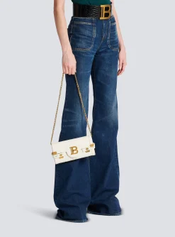 Women Balmain B-Buzz 23 Monogrammed Grained Leather Clutch