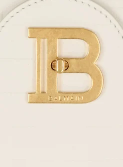 Women Balmain B-Buzz 22 Monogrammed Top-handle Bag In Grained Leather