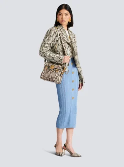 Women Balmain B-Buzz 23 Snakeskin-effect Leather Bag