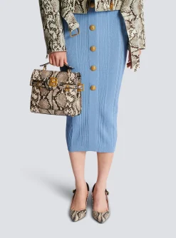 Women Balmain B-Buzz 23 Snakeskin-effect Leather Bag