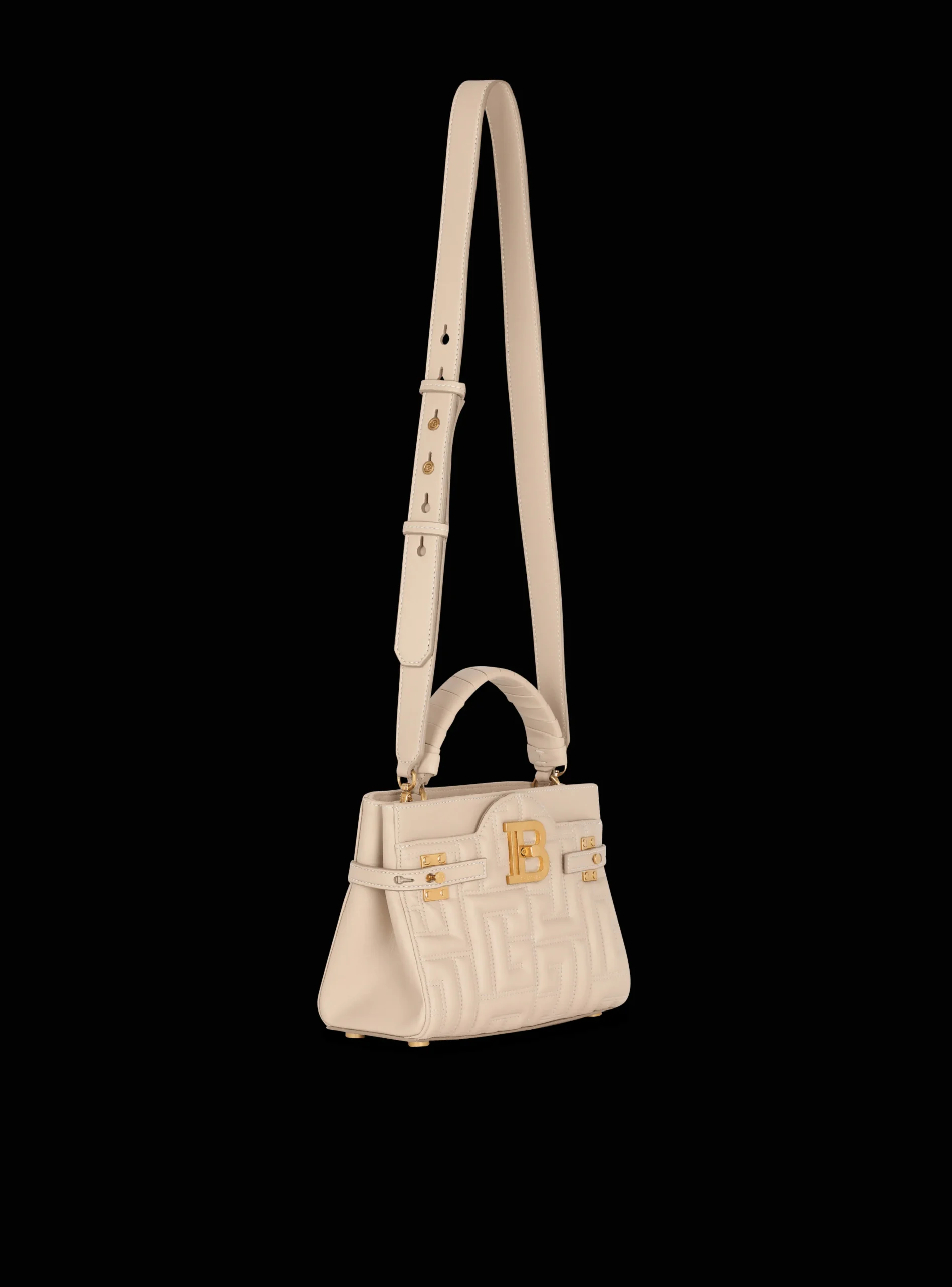 Women Balmain B-Buzz 22 Top Handle Bag In Monogram Quilted Leather