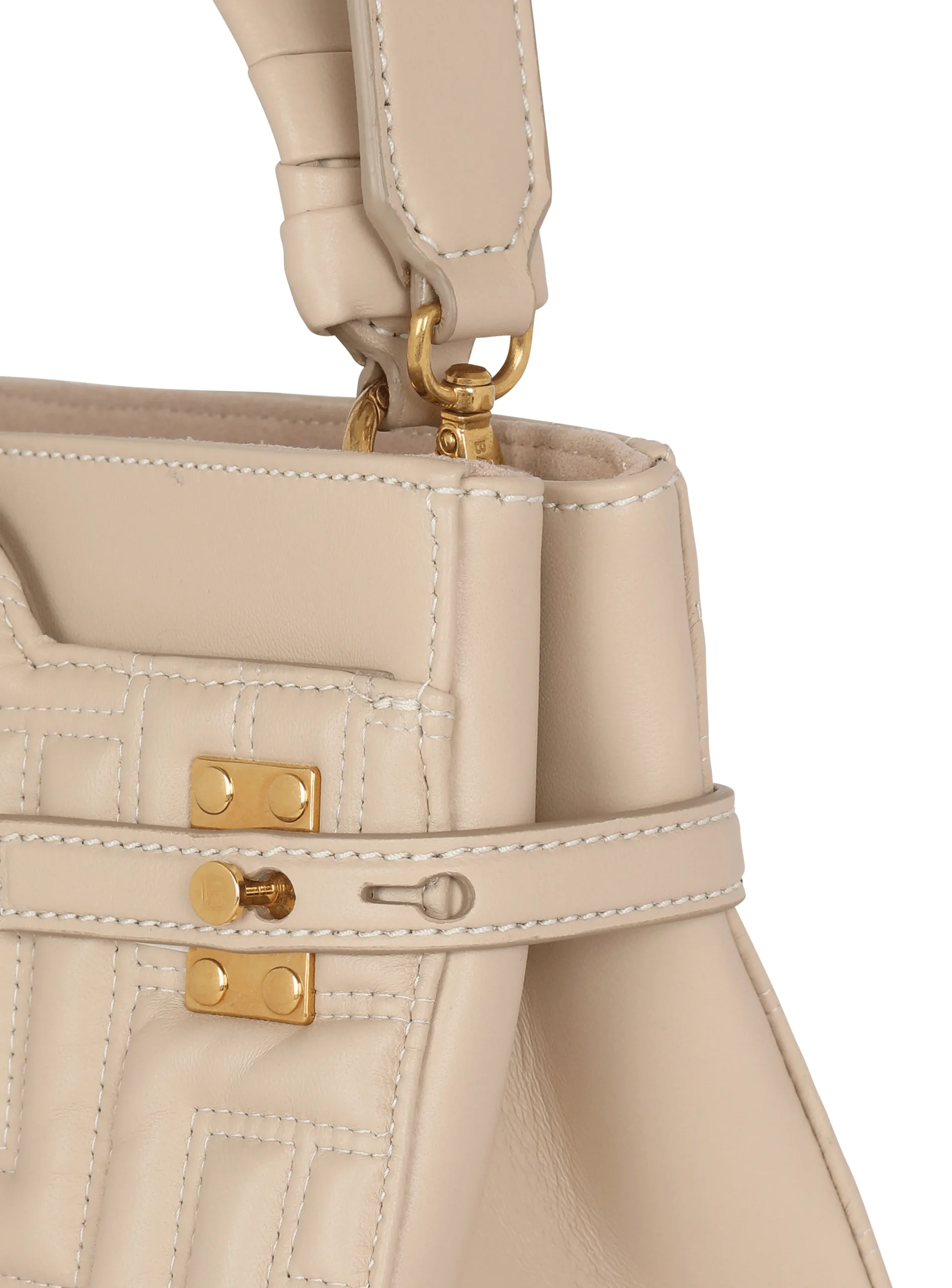 Women Balmain B-Buzz 22 Top Handle Bag In Monogram Quilted Leather