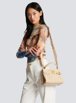 Women Balmain B-Buzz 22 Top Handle Bag In Monogram Quilted Leather