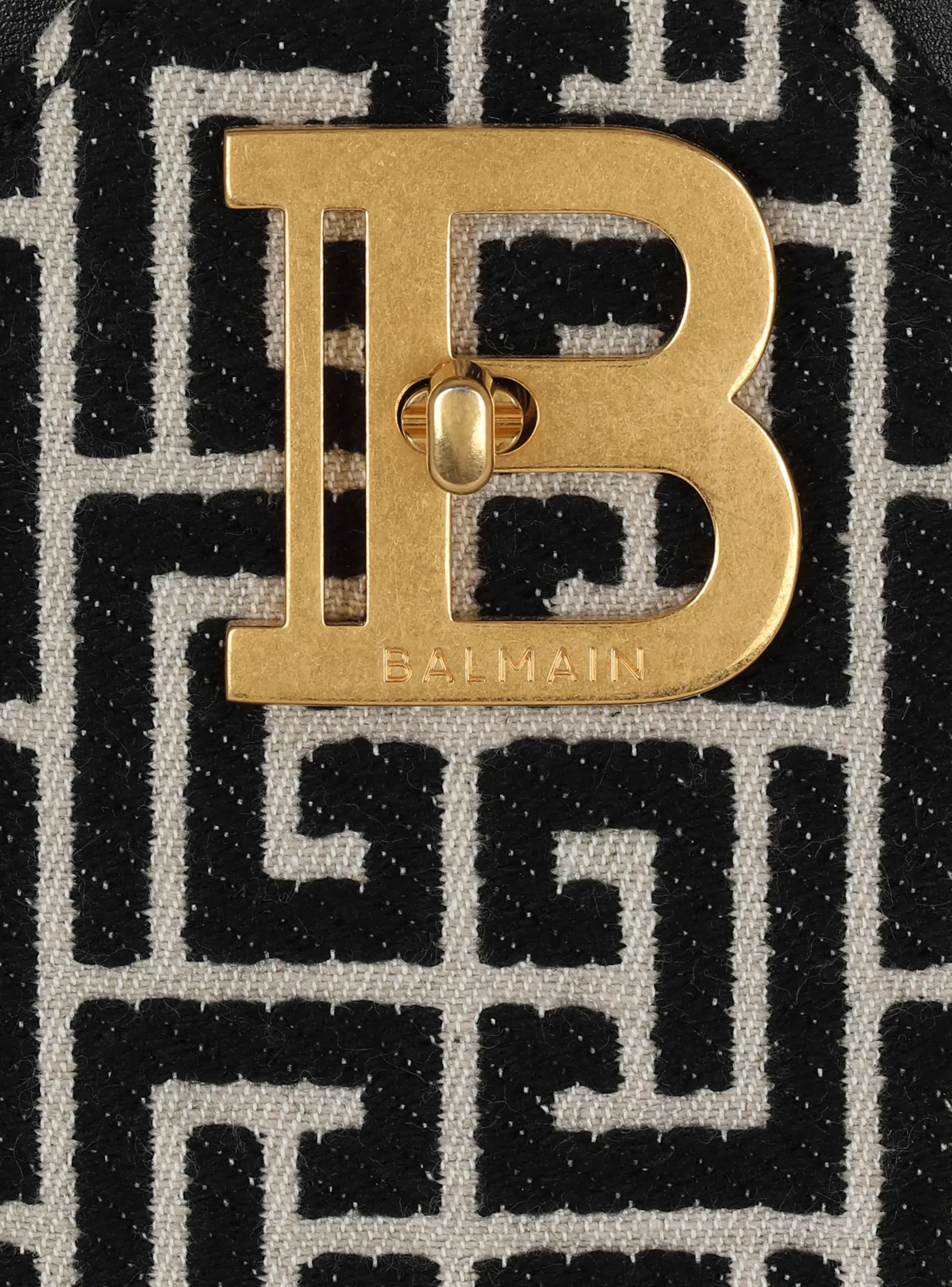 Women Balmain B-Buzz 22 Top Handle Bag In Leather With Jacquard Monogram