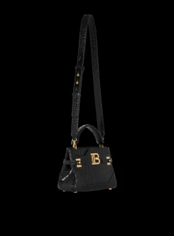 Women Balmain B-Buzz 22 Top-handle Bag In Crocodile-print Leather