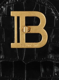 Women Balmain B-Buzz 22 Top-handle Bag In Crocodile-print Leather