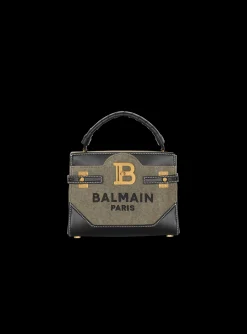 Women Balmain B-Buzz 22 Top-handle Bag In Canvas And Leather