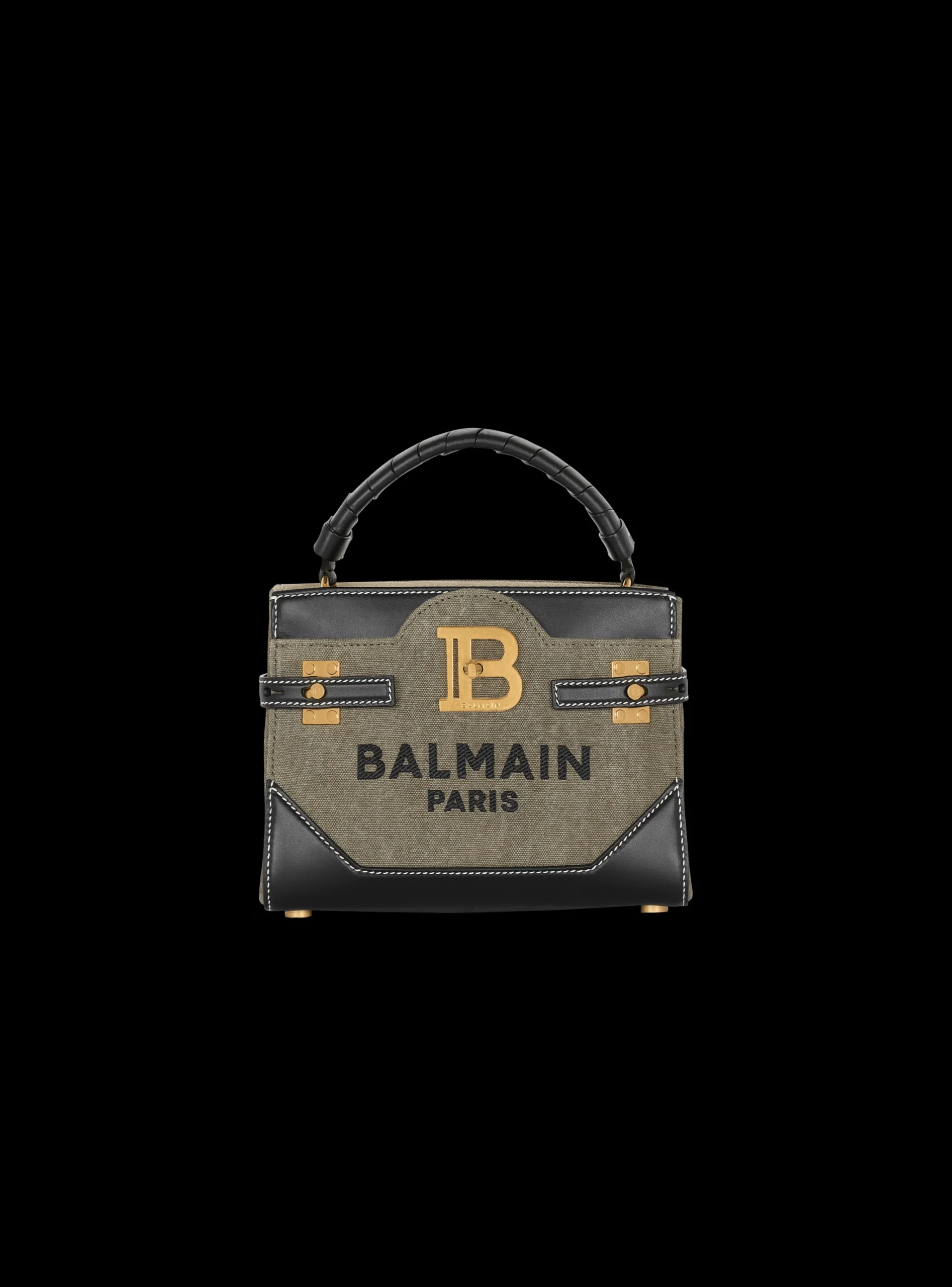 Women Balmain B-Buzz 22 Top-handle Bag In Canvas And Leather