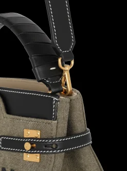 Women Balmain B-Buzz 22 Top-handle Bag In Canvas And Leather