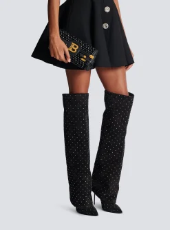 Women Balmain B-Buzz 23 Velvet And Crystal Clutch