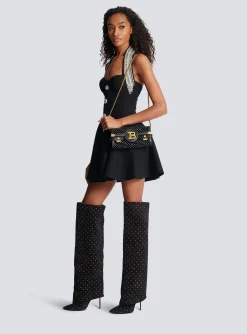 Women Balmain B-Buzz 23 Velvet And Crystal Clutch