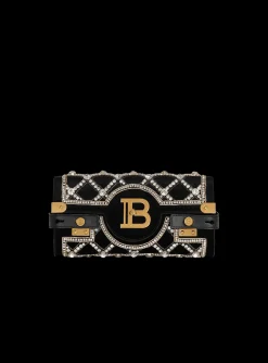 Women Balmain B-Buzz 23 Velvet And Pearl Clutch