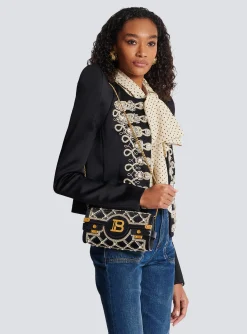 Women Balmain B-Buzz 23 Velvet And Pearl Clutch