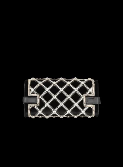 Women Balmain B-Buzz 23 Velvet And Pearl Clutch