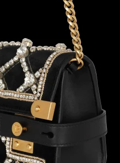 Women Balmain B-Buzz 23 Velvet And Pearl Clutch