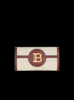 Women Balmain B-Buzz Canvas And Leather Wallet