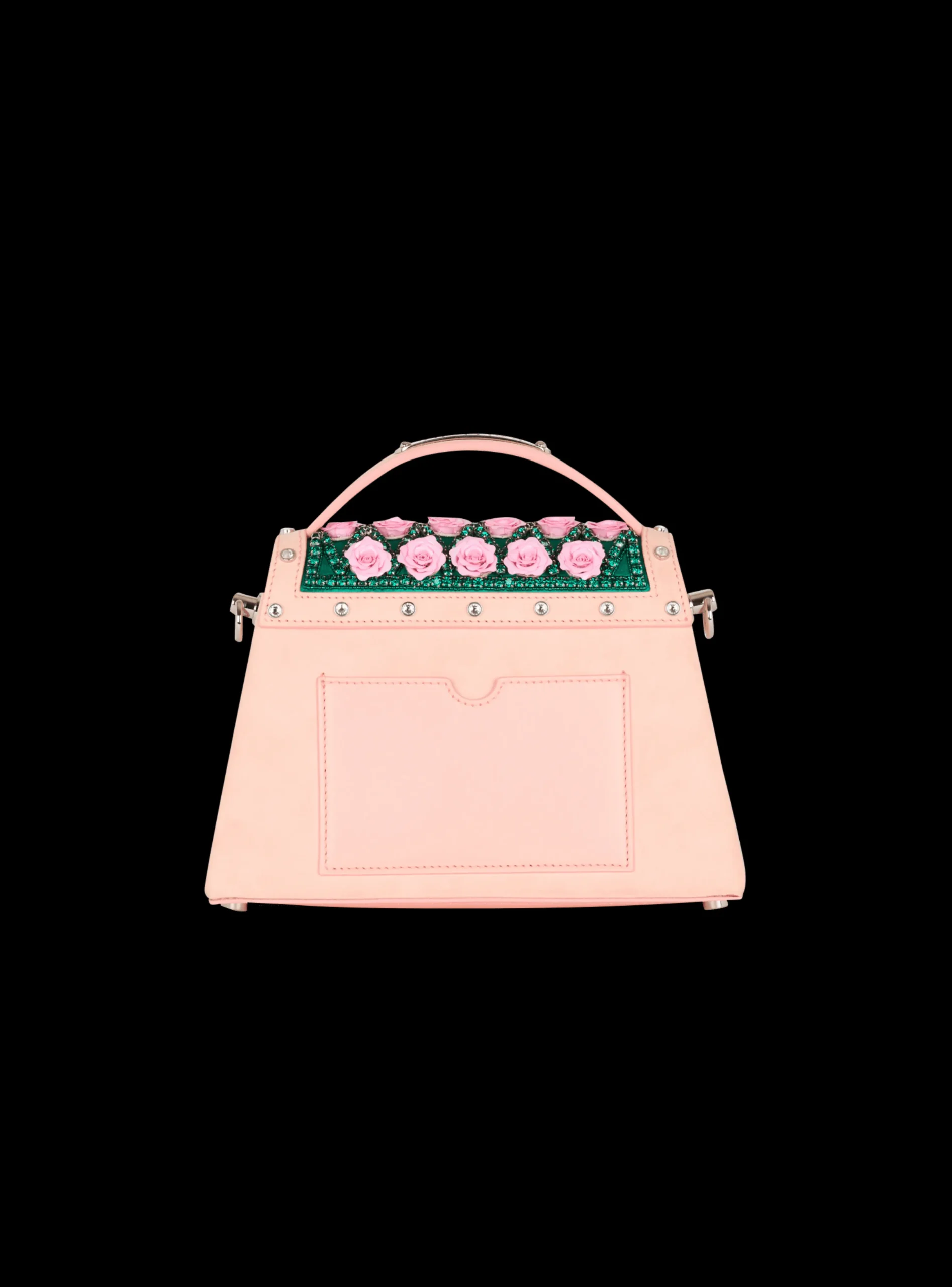 Balmain B-Buzz Dynasty Bag Embroidered With Grid And Roses