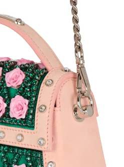 Balmain B-Buzz Dynasty Bag Embroidered With Grid And Roses
