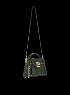 Women Balmain B-Buzz Dynasty Bag In Crocodile-print Leather