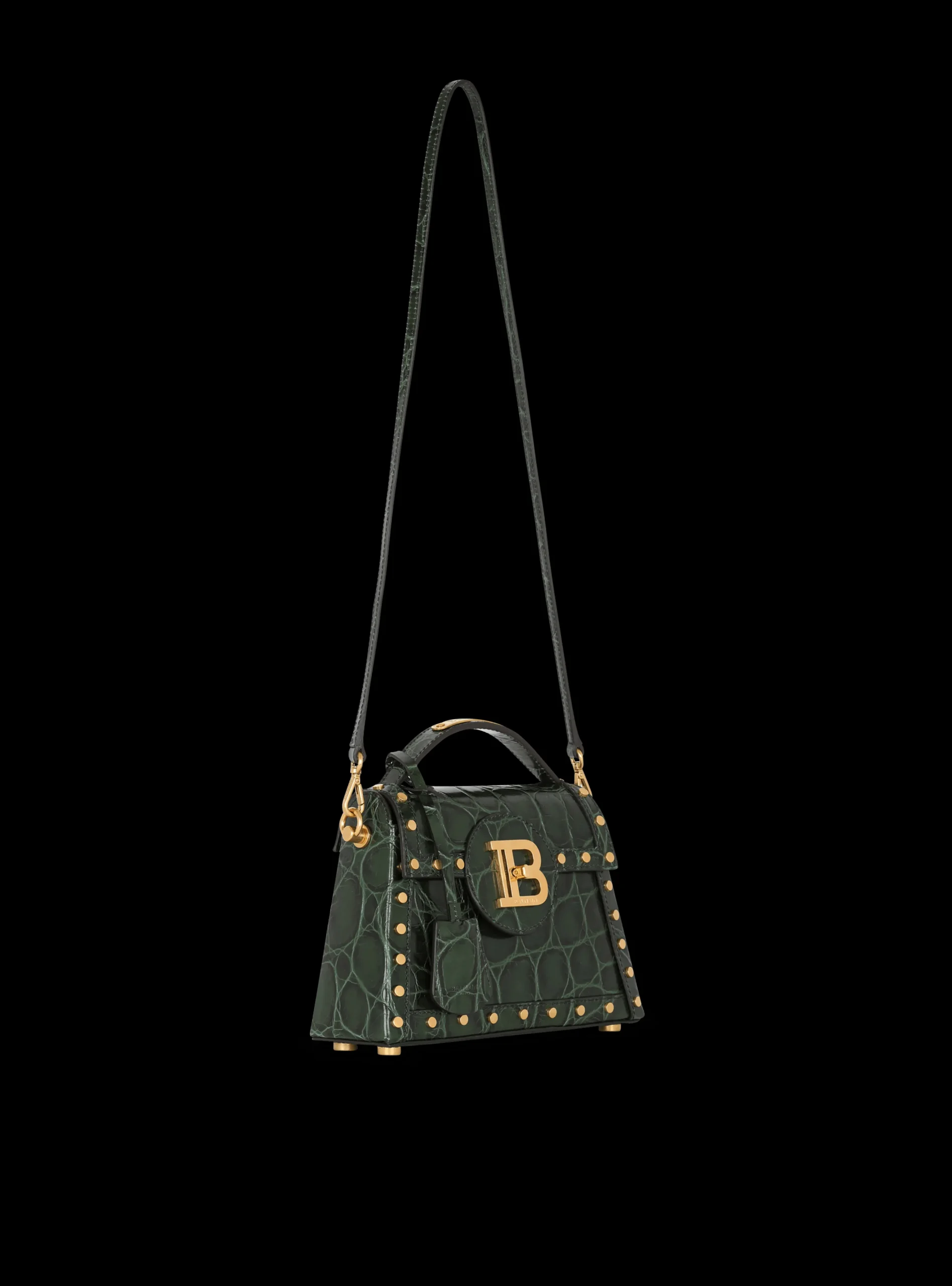 Women Balmain B-Buzz Dynasty Bag In Crocodile-print Leather