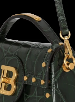 Women Balmain B-Buzz Dynasty Bag In Crocodile-print Leather