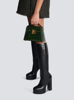 Women Balmain B-Buzz Dynasty Bag In Crocodile-print Leather