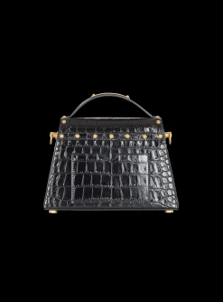 Women Balmain B-Buzz Dynasty Bag In Crocodile-print Leather