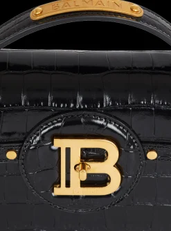 Women Balmain B-Buzz Dynasty Bag In Crocodile-print Leather
