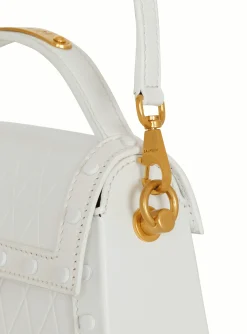 Women Balmain B-Buzz Dynasty Bag In Grid-embossed Calfskin